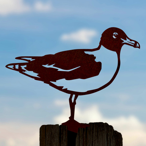 Metalbird Vogel aus Cortenstahl - Möwe mit Kapuze