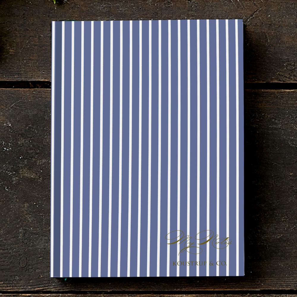 Koustrup & Co. notesbog - stribet blå