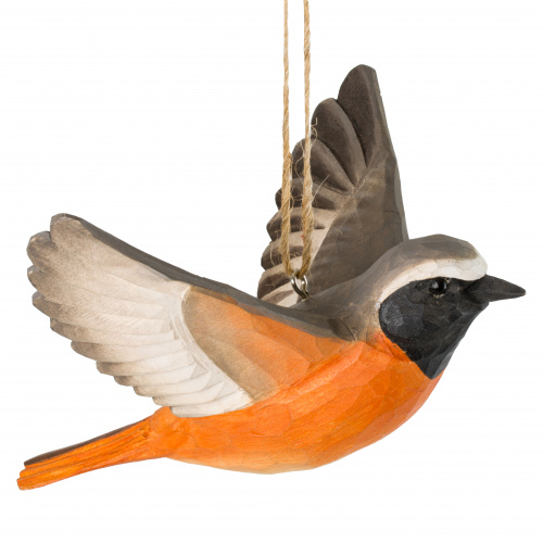Wildlife Garden wood-carved bird - Redstart,...