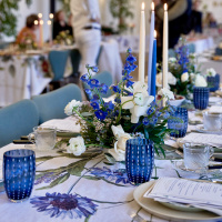 Jim Lyngvild tablecloth, 220 cm - Blue Flower Garden