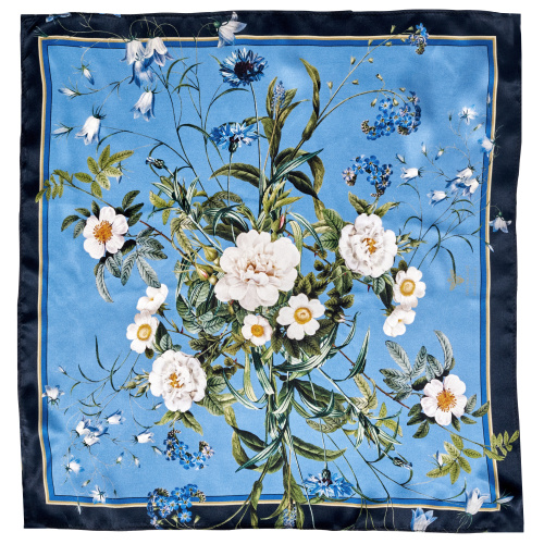 Jim Lyngvild silk scarf, 50x50 - Blue Flower...