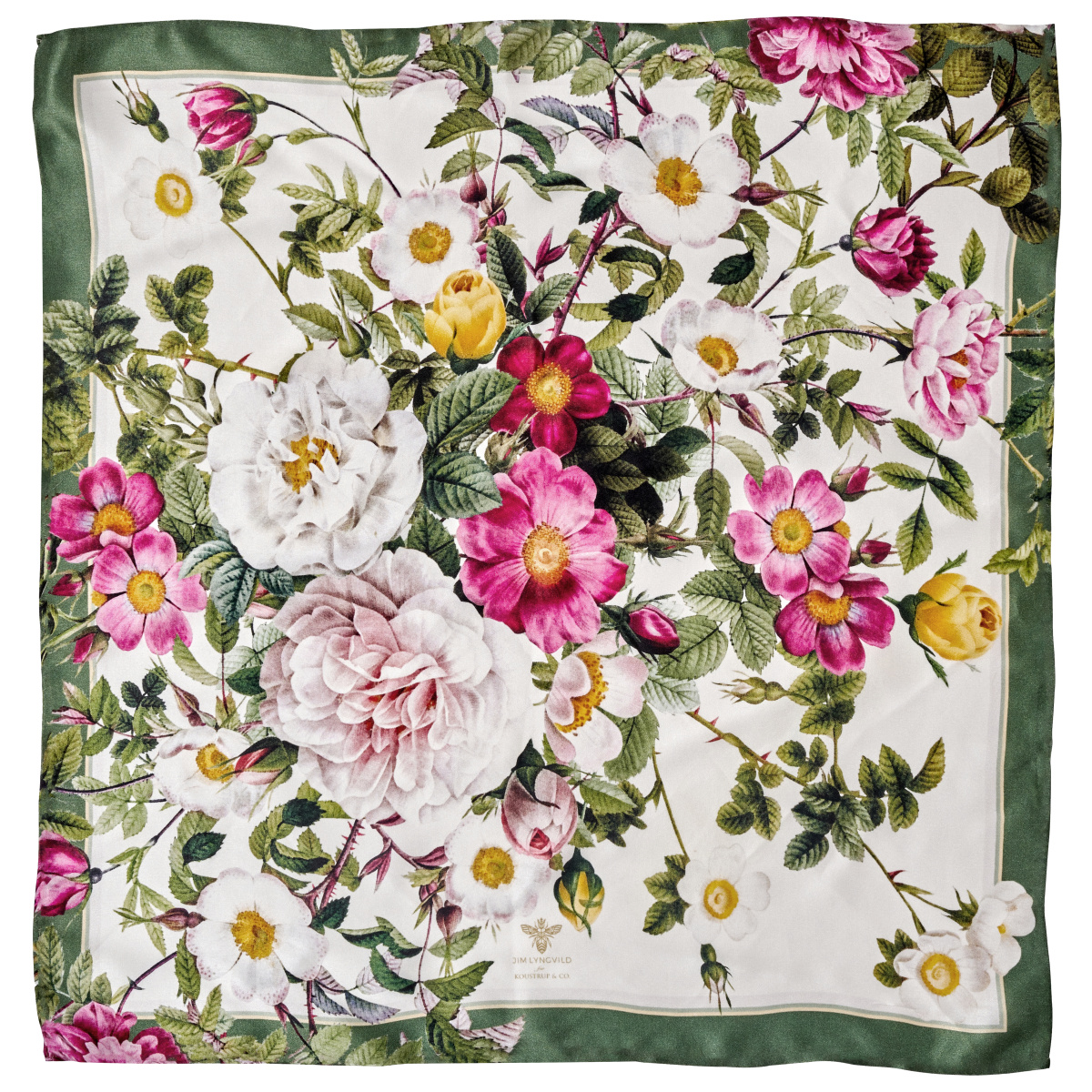 Jim Lyngvild silketørklæde, 50x50 - Rose Flower