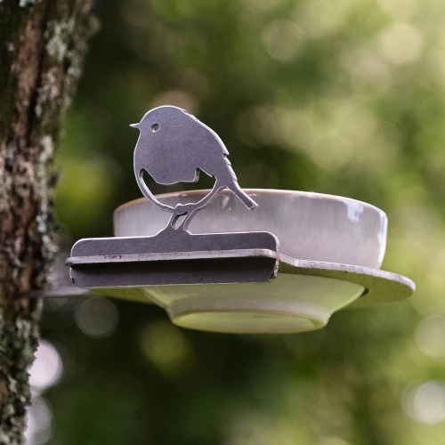 Metalbird bird bath holder in corten steel