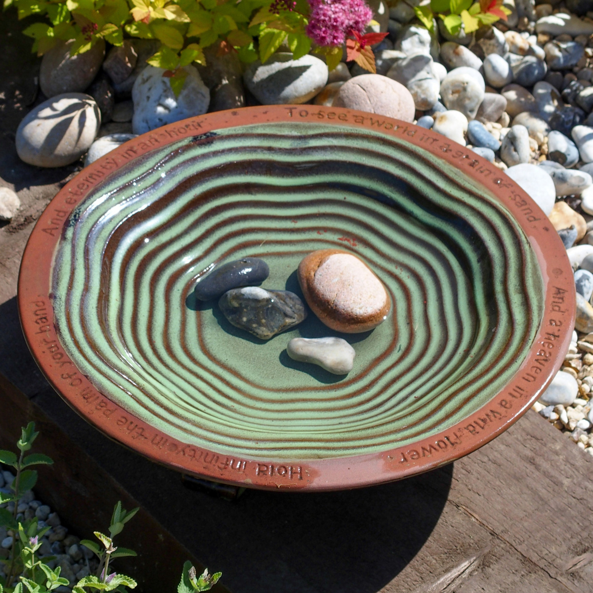 Wildlife World grønt fuglebad keramik