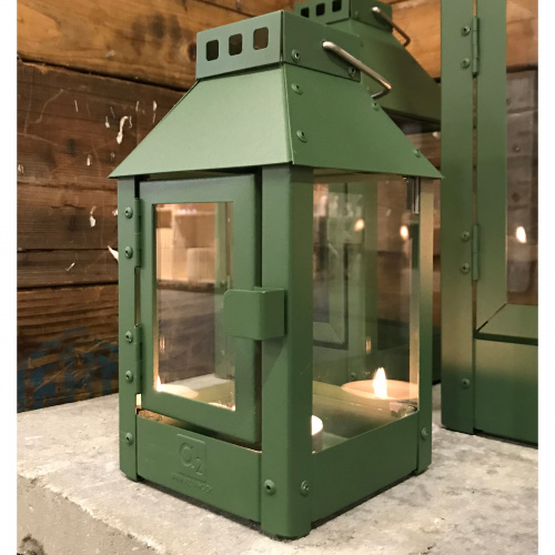 A2 Living lantern in steel, olive green - 25 cm