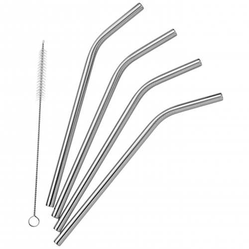 Pulito straws in stainless steel, 4 pcs - bent