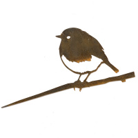 Metalbird fugl i cortenstål - rødhals