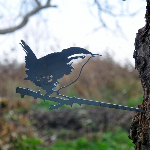 Metalbird fugl i cortenstål - gærdesmutte