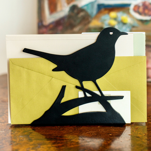 Wildlife Garden letter holder with blackbird